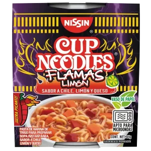 Sopa Instantanea Nissin, Cup Noodles Sabor Flamas Limón Vaso de Papel - 64g